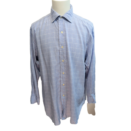 Chemise Polo Ralph Lauren Philip XL Made in Hong Kong Carreaux Bleu