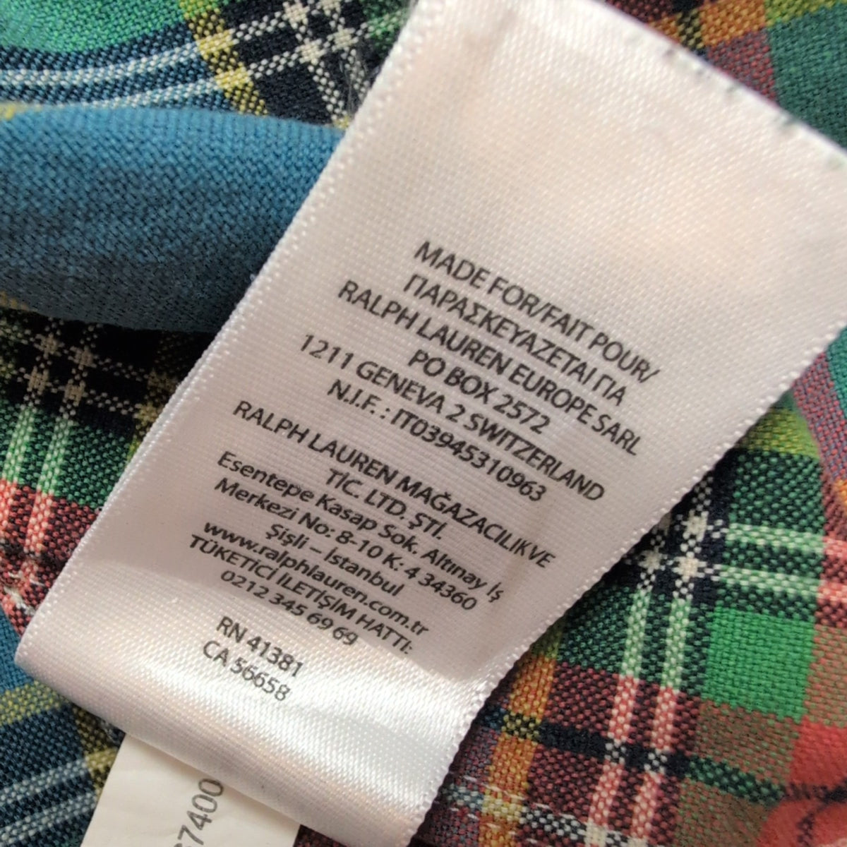 Chemise Ralph Lauren 2XB 3XL Carreaux Multicolore Poche Inde manches longues
