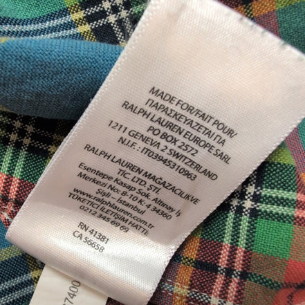 Chemise Ralph Lauren 2XB 3XL Carreaux Multicolore Poche Inde manches longues