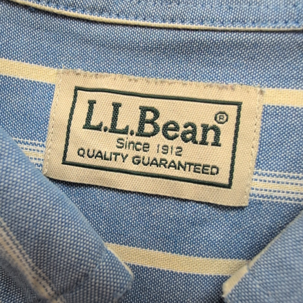 Chemise LL Bean bleu rayures crème XL (2XL) 1 poche boutons marbrés