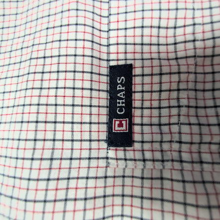 Chemise CHAPS à carreaux rouge et noir manches courtes taille L #157e