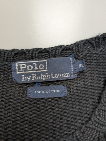 Pull Polo Ralph Lauren Noir sur Noir - Maille de Coton Dense - Taille XL / XXL