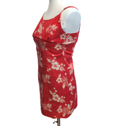 Robe d'été Tropicale Hawaïenne Rouge Hibiscus XS Coton