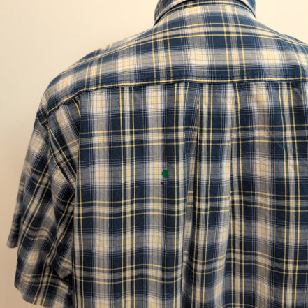 Chemise Carhartt L Oxford Bleu Jaune Carreaux Manches courtes Coton 2 Poches