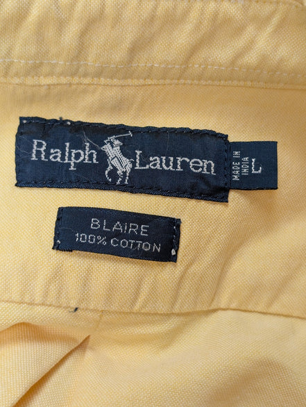 Chemise Ralph Lauren jaune uni logo jaune avec poche taille L #2104