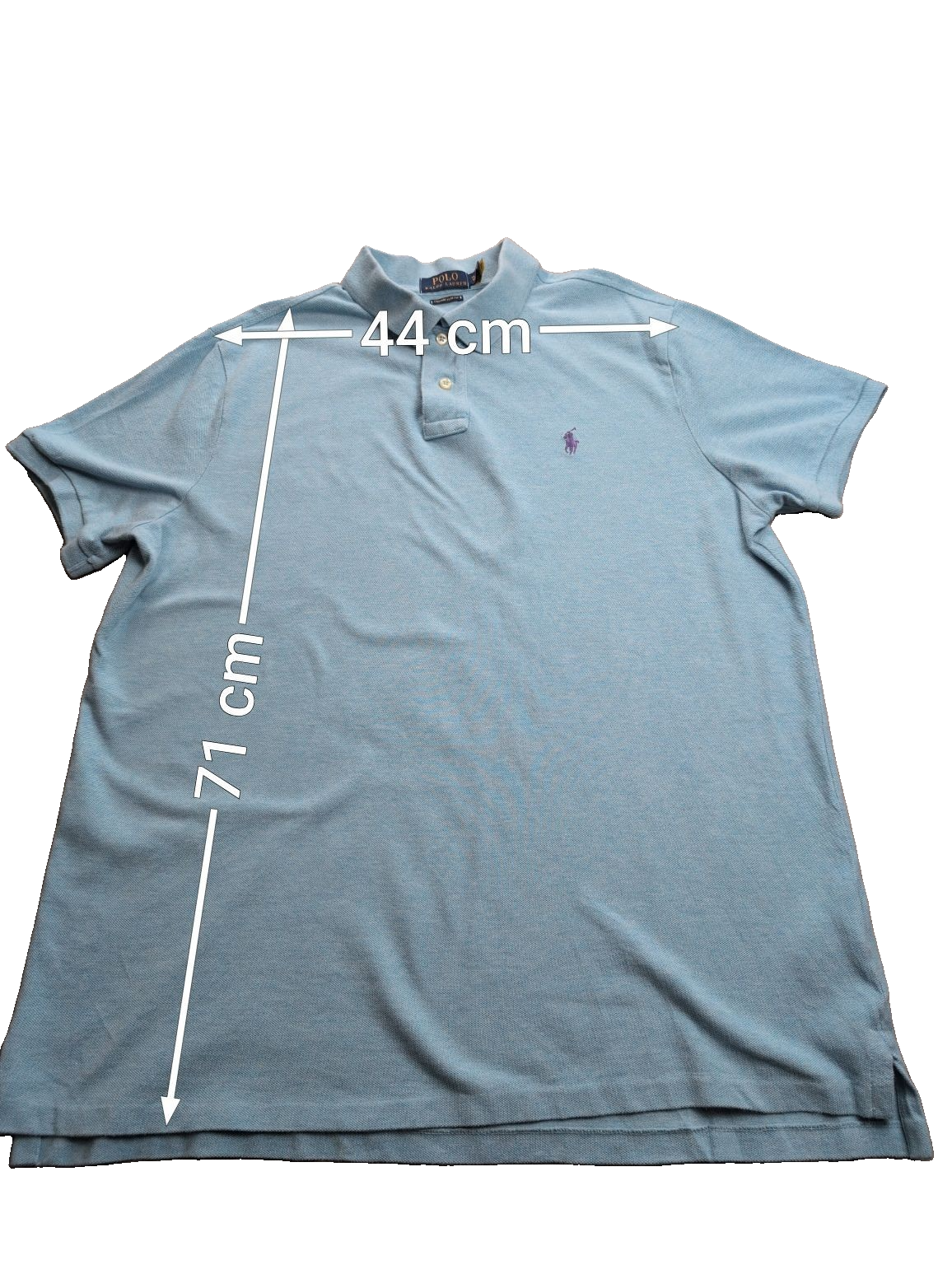 Polo manches courtes Polo Ralph Lauren XL bleu ciel logo violet Custom Slim Fit