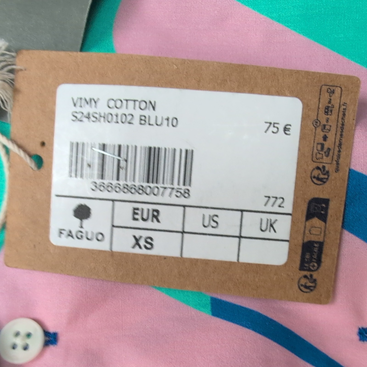 Chemise Hawaïenne FAGUO XS Multicolore Manches Courtes Coton Neuve Étiquette