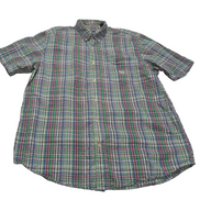 Chemise CHAPS verte à carreaux manches courtes taille L #105e