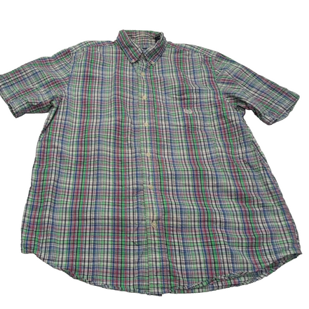 Chemise CHAPS verte à carreaux manches courtes taille L #105e