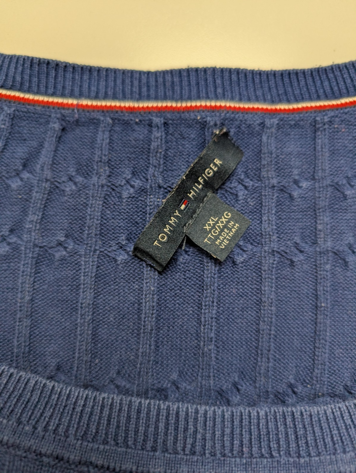 Pull Femme Tommy Hilfiger Bleu Électrique Torsadé - Taille 3XL