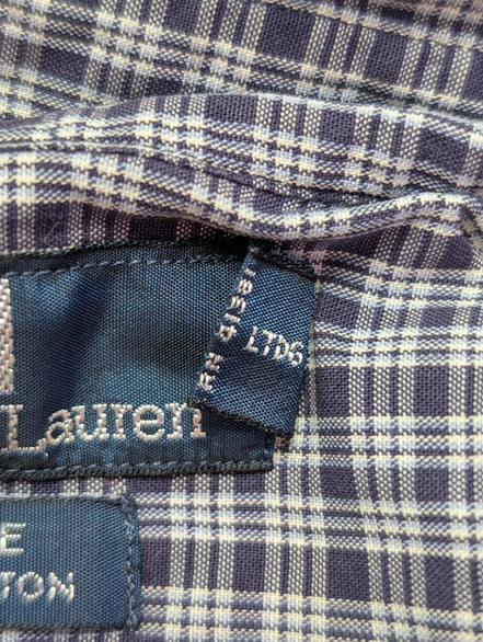 Chemise Polo Ralph Lauren Shirt L XL Carreaux Bleu Marine Button Down Logo
