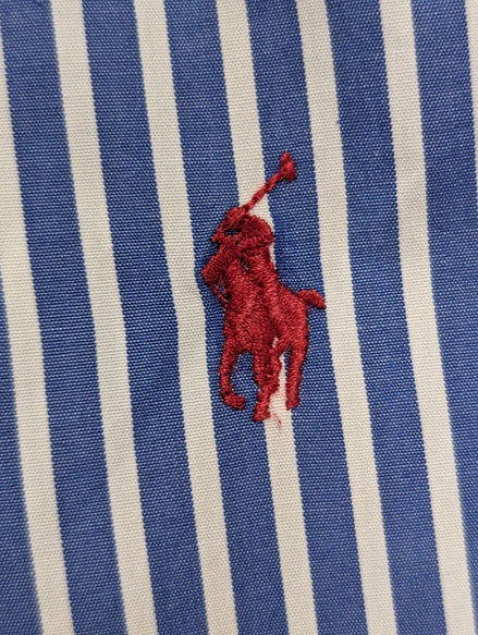 Chemise Ralph Lauren Golf Manches Longues Custom Fit Bleu Rayures L