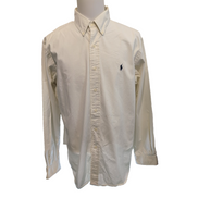 Chemise Ralph Lauren XL Blanc Cassé Classic Fit Logo Brodé Manches Longues