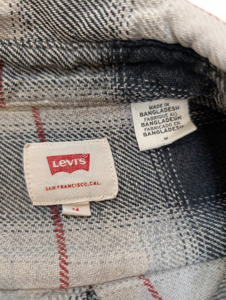 Chemise LEVI'S Western Flanelle Épaisse Carreaux Noir Rouge Manches Longues T.M