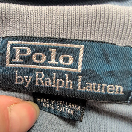 Polo Ralph Lauren Homme L Bleu Gris Chiné Logo Rouge Polo Manches Courtes
