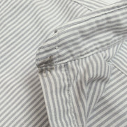 Chemise Lands' End L Rayures Gris Oxford USA Poche Manches Longues