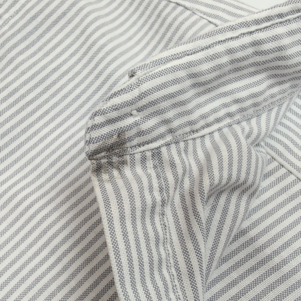 Chemise Lands' End L Rayures Gris Oxford USA Poche Manches Longues