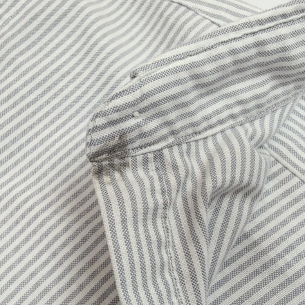 Chemise Lands' End L Rayures Gris Oxford USA Poche Manches Longues