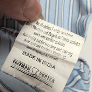 Chemise Freeman T. Porter S Bleu Rayures Blanches Coton Manches Longues