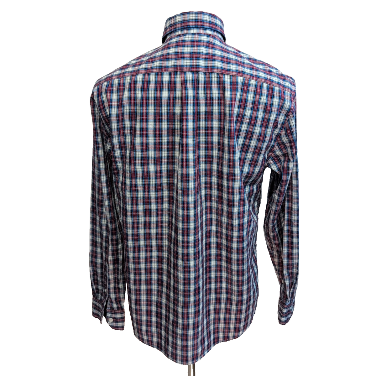 Chemise Dockers M Carreaux Bleu Blanc Rouge Logo Poche manches longues