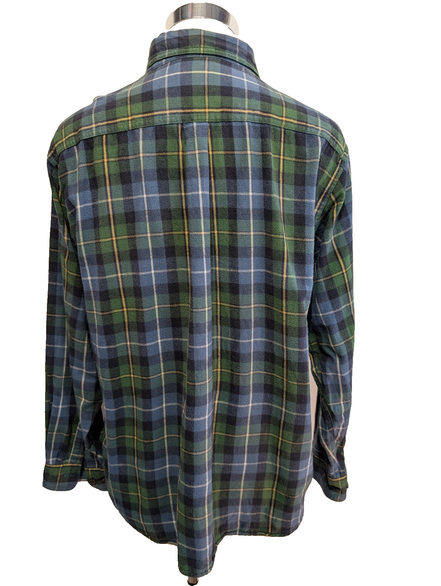 Chemise Flanelle L.L.Bean Homme L Vert Bleu Bûcheron Tartan |276S
