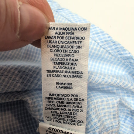 Chemise Chaps Bleu Ciel Petits Carreaux Taille L Manches courtes