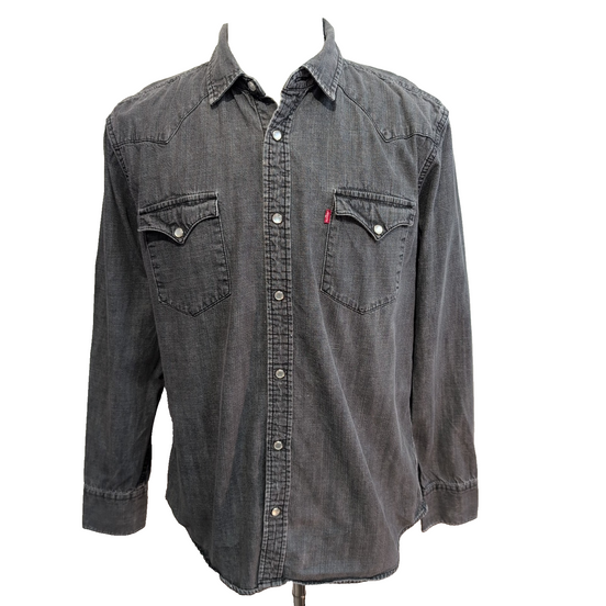 Chemise en jean Levi's noir gris foncé style western patiné Taille L
