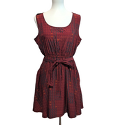 Robe Kéawa Femme L Bordeaux Rouille Motifs Sans Manches Neuve Étiquette