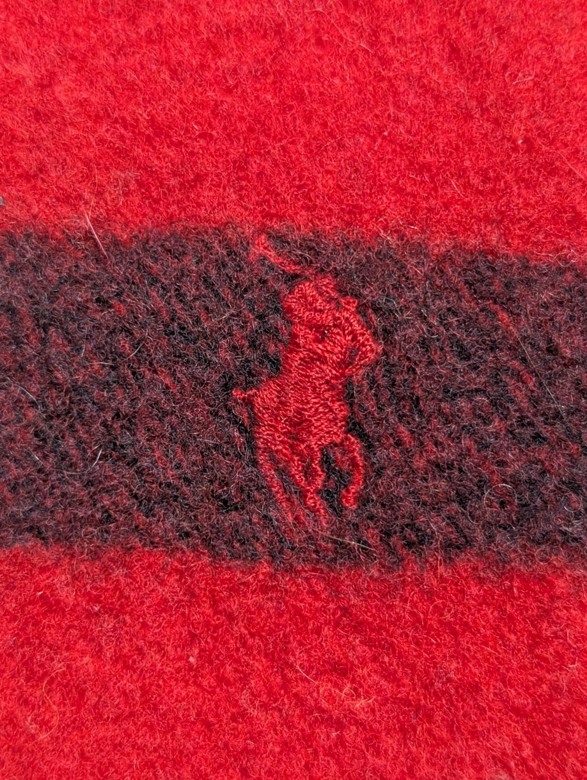 Écharpe Polo Ralph Lauren Vintage Laine Rouge Vif Made in Italy