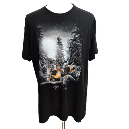 T-shirt Palawan Après Ski XXL Noir Ours Forêt Nuit Étoilée 100% Coton Neuf