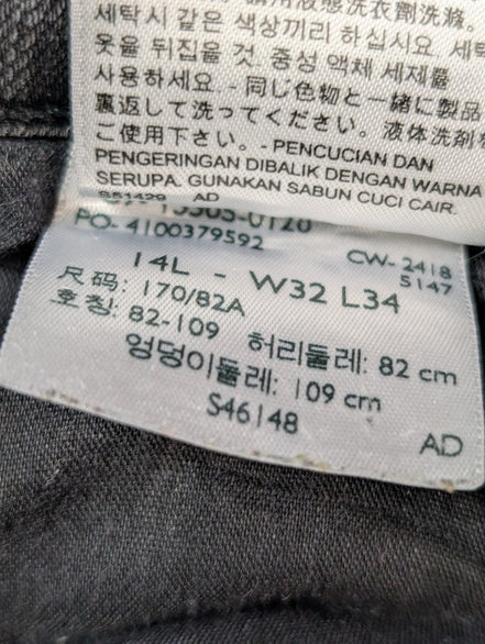 Jean Levi's 505 Femme Noir Straight Ultra Stretch W32 L34 T42 Vintage 🌟👖
