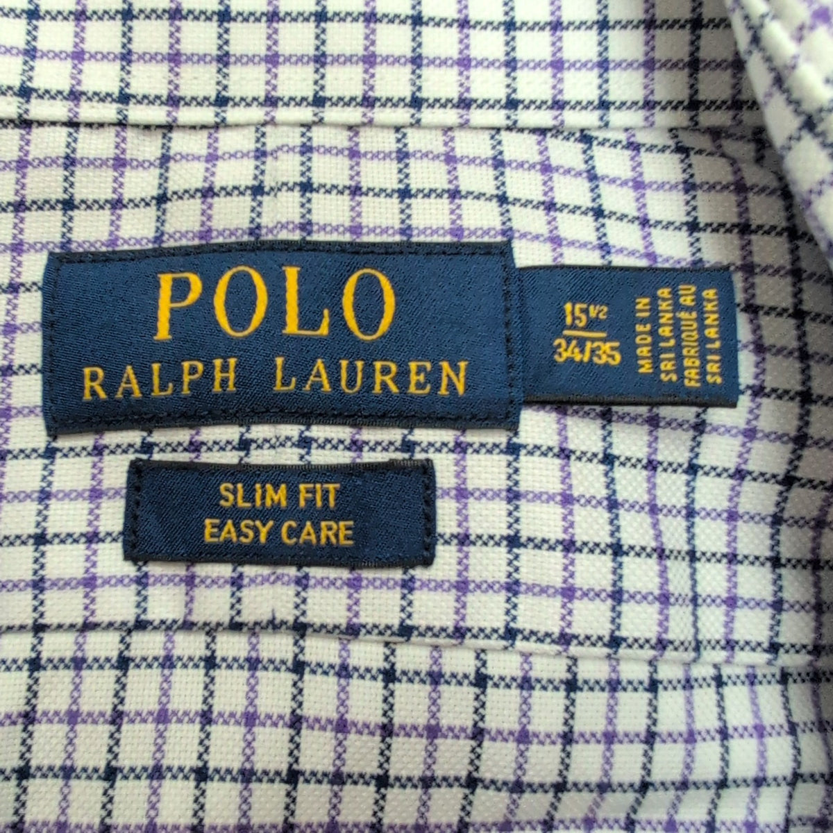 Chemise Ralph Lauren M L Violet Carreaux Oxford Slim Fit Shirt Col Classique