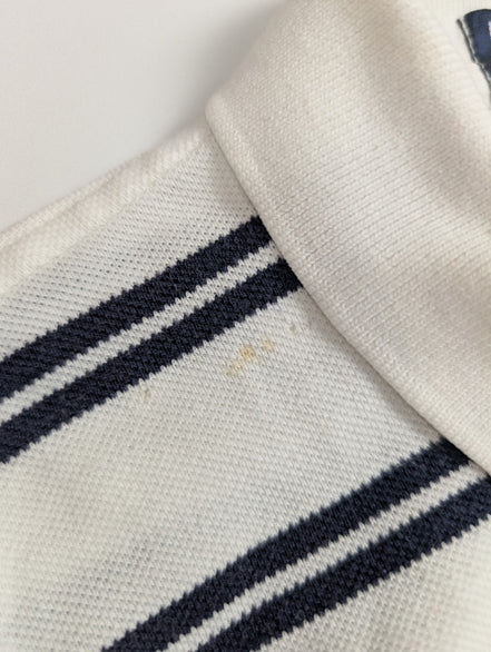 Polo manches courtes Polo Ralph Lauren blanc rayures bleu écusson golf taille L