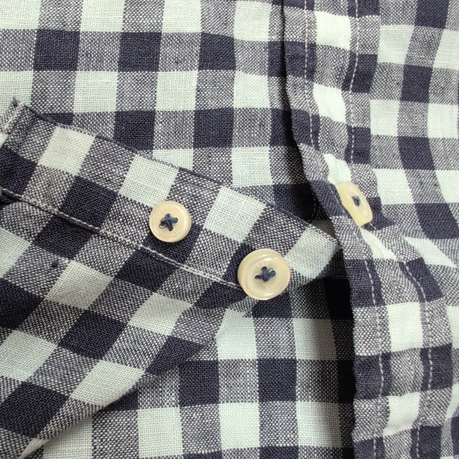 Chemise Brooks Brothers Milano Fit M Bleu Marine Carreaux 100% Lin