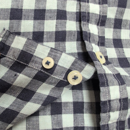 Chemise Brooks Brothers Milano Fit M Bleu Marine Carreaux 100% Lin