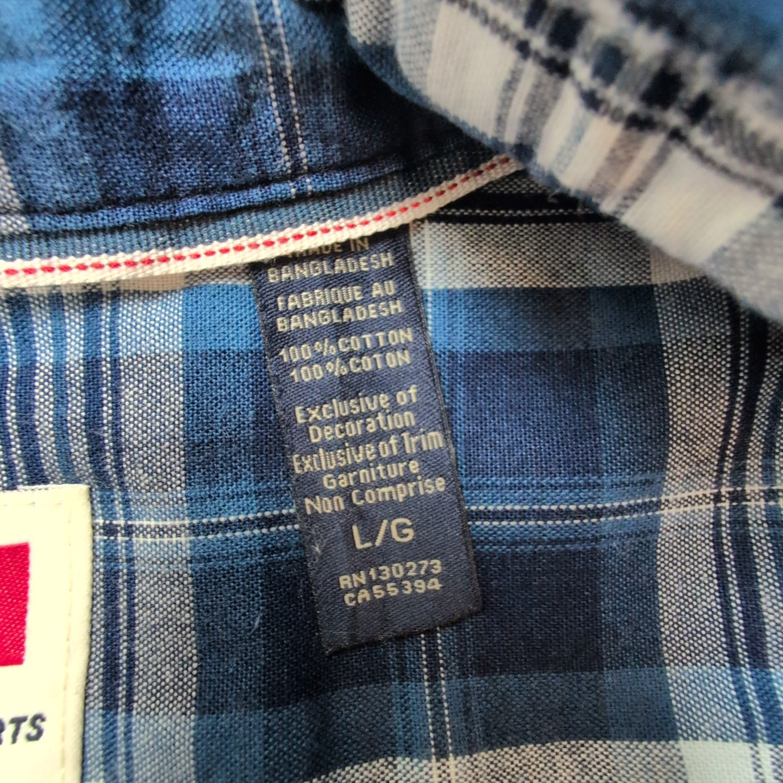 Chemise Wrangler Indigo à Carreaux Bleu et Blanc avec Poches Taille L