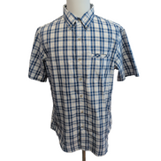 Chemise Chaps à Carreaux Bleus avec Poche - 100% Polyester - Taille LG