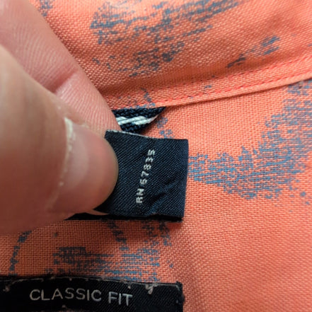 Chemise Hawaïenne Nautica XL Lin Coton Orange Saumon Coquillages manches courtes