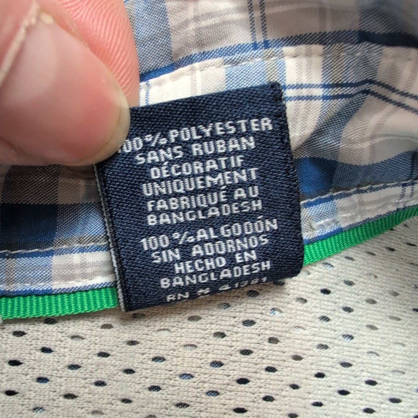 Chemise Chaps à Carreaux Bleus avec Poche - 100% Polyester - Taille LG