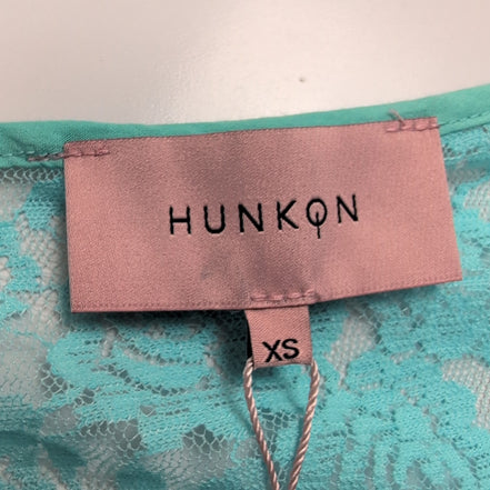Haut Court Femme HUNKØN XS Dentelle Turquoise Manches Longues Neuf
