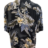 Chemise Hawaïenne David Taylor Viscose Fleurs Noir & Gris - Taille L/G