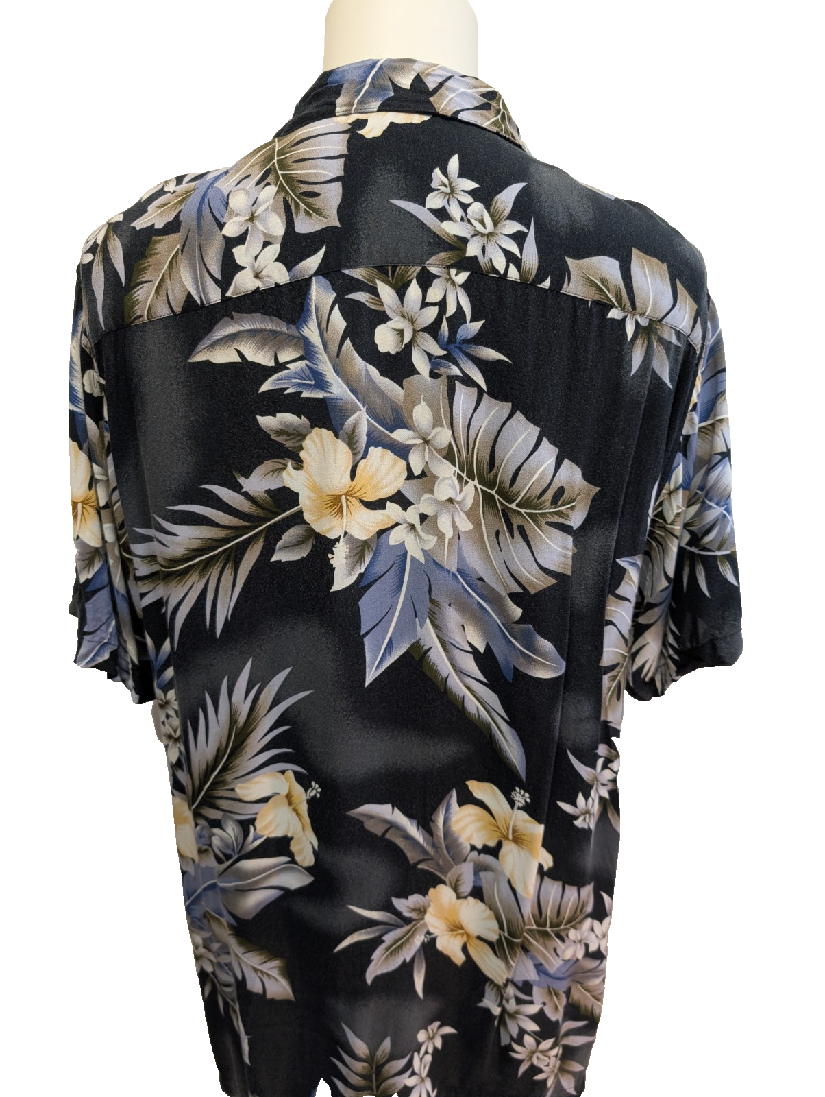 Chemise Hawaïenne David Taylor Viscose Fleurs Noir & Gris - Taille L/G