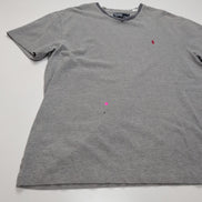T-shirt Polo Ralph Lauren L Gris Col V Piqué Logo Rouge 100% Coton