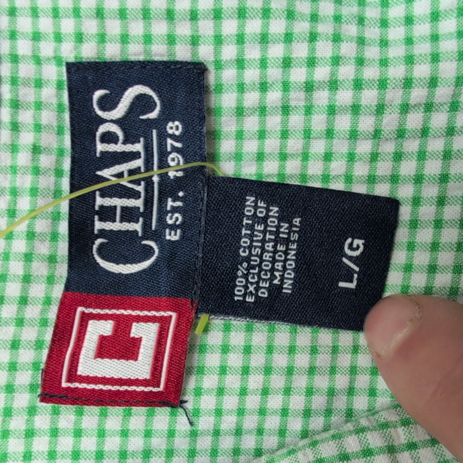 Chemise CHAPS verte à carreaux manches courtes taille L #2e