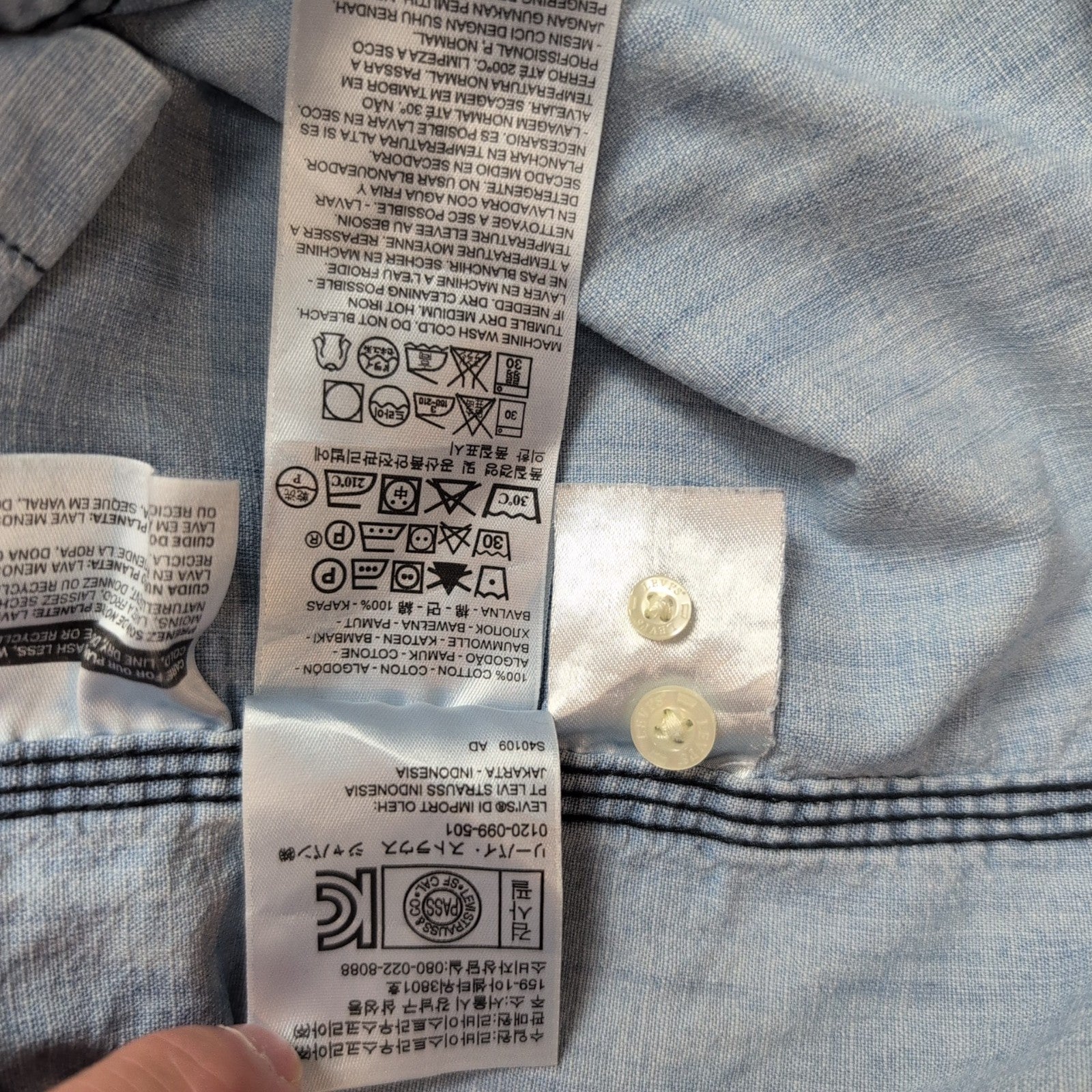 Chemise Levi's bleu jean manches longues taille M #203e