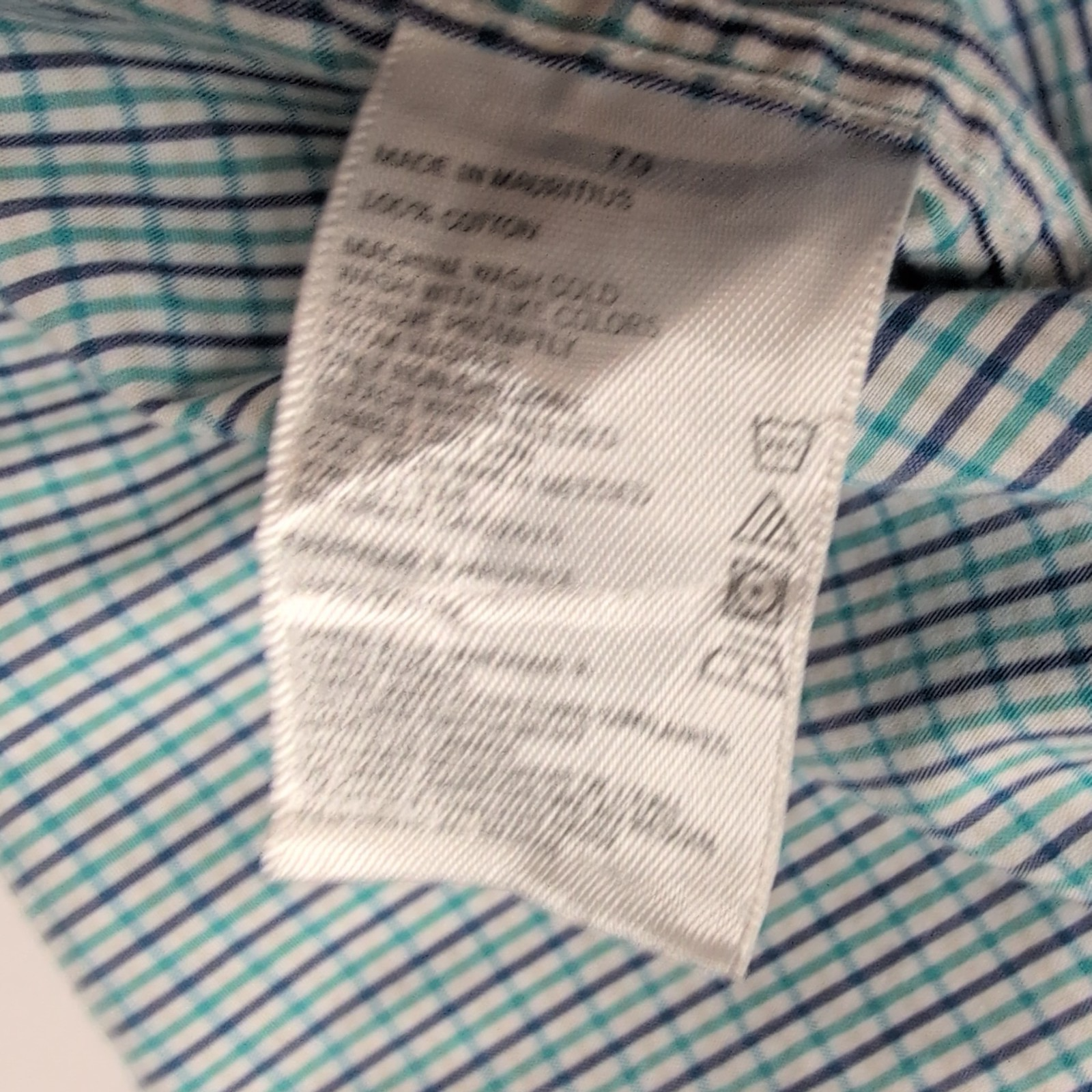 Chemise Nautica XL Bleu Marine Turquoise Carreaux 100% Coton manches longues