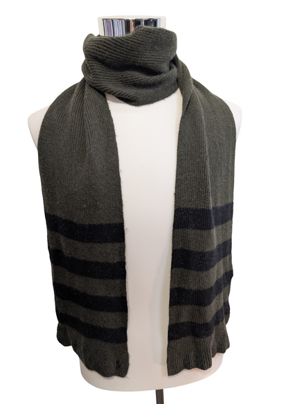 Écharpe Polo Ralph Lauren Longue 2m Kaki Rayures Noires Laine & Cachemire