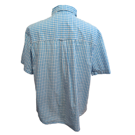 Chemise Chaps Bleu Ciel Petits Carreaux Taille XL TG Manches courtes