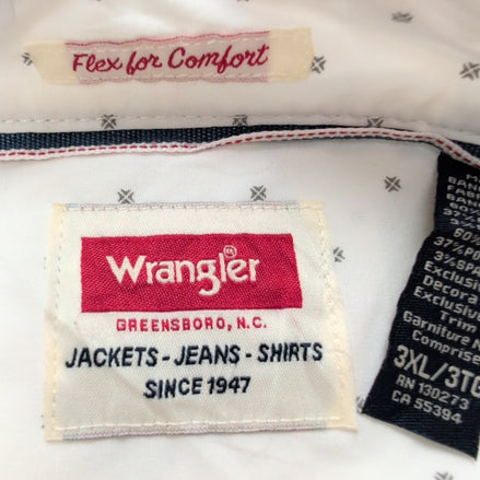 Chemise Wrangler Stretch Blanche à Motifs Petits Points Gris Taille 3XL Tall