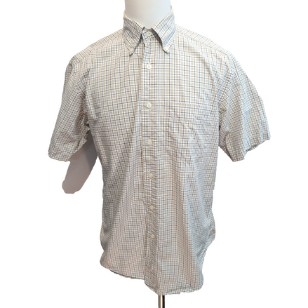 Chemise Nautica M Crème à Carreaux 100% Coton Manches Courtes